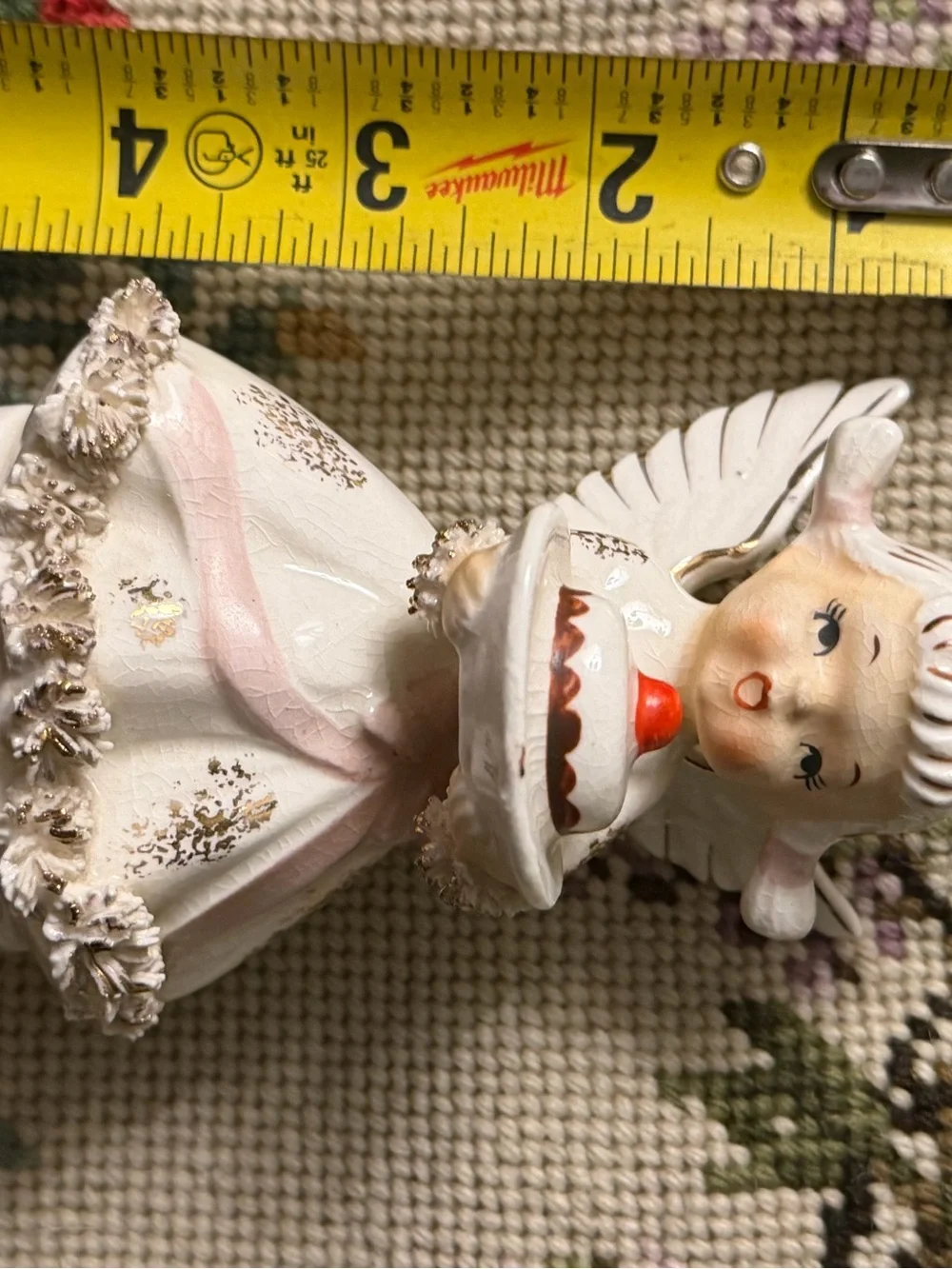 Vintage Lefton Birthday of the Month-May Angel porcelain figurine cherry on top